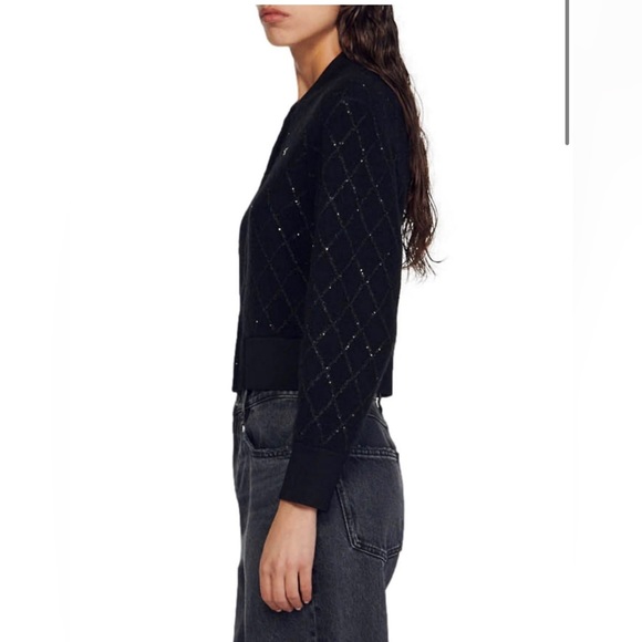 Sandro Sequined coatigan cardigan sweater varsity jacket - Picture 4 of 4